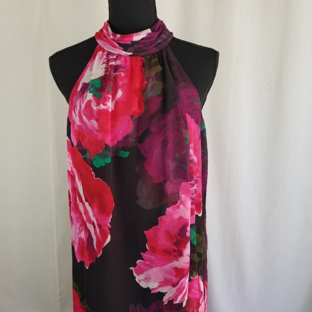 MAGGY LONDON halter dress pink purple floral sz 6